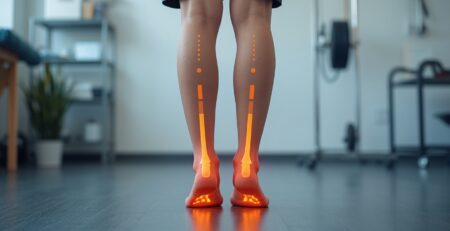 Patient undergoing a biomechanical foot assessment to evaluate posture, joint alignment, and lower body pain